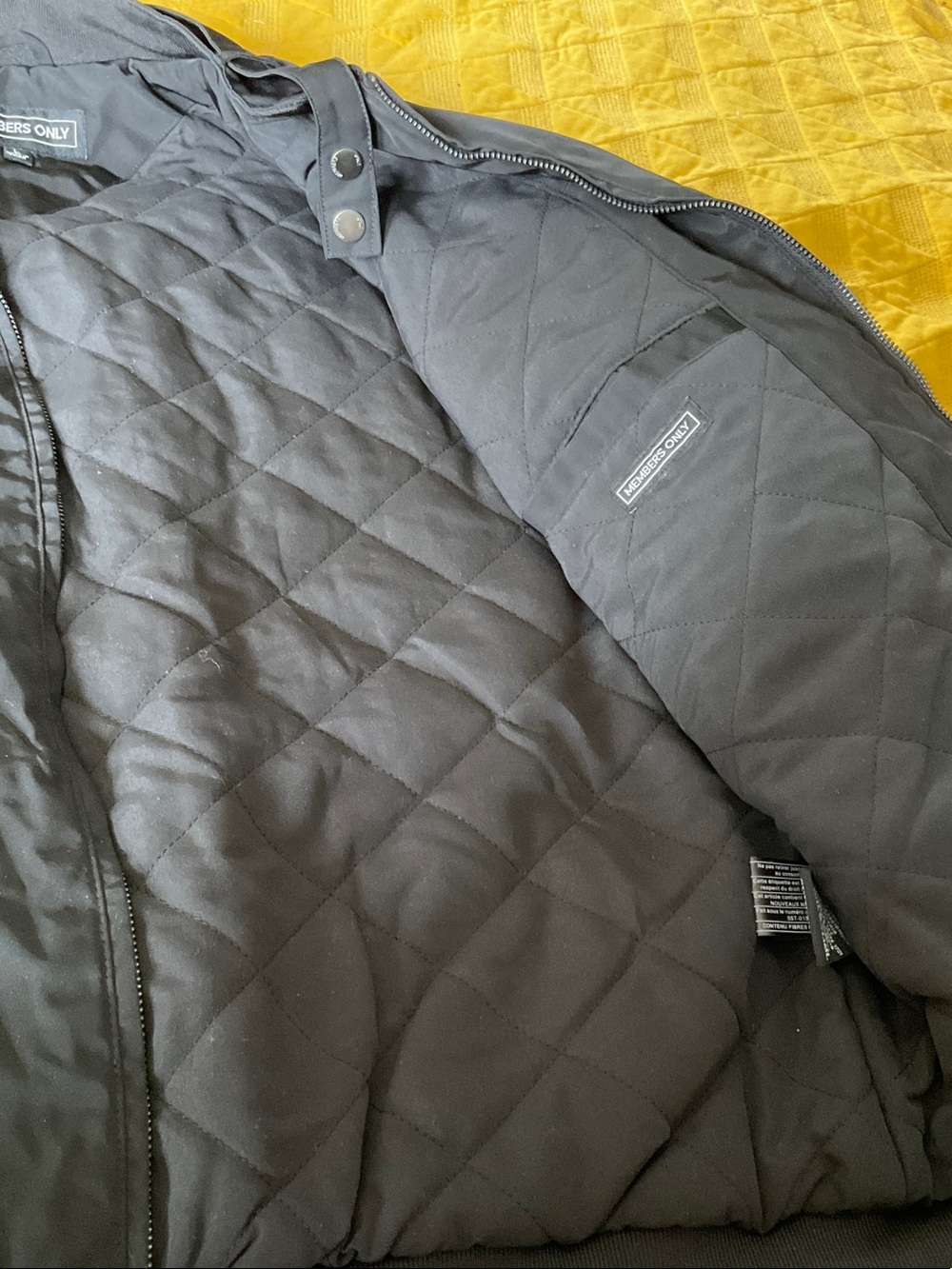 Members Only Black Bomber Jacket with Zip Front - Picture 6 of 8